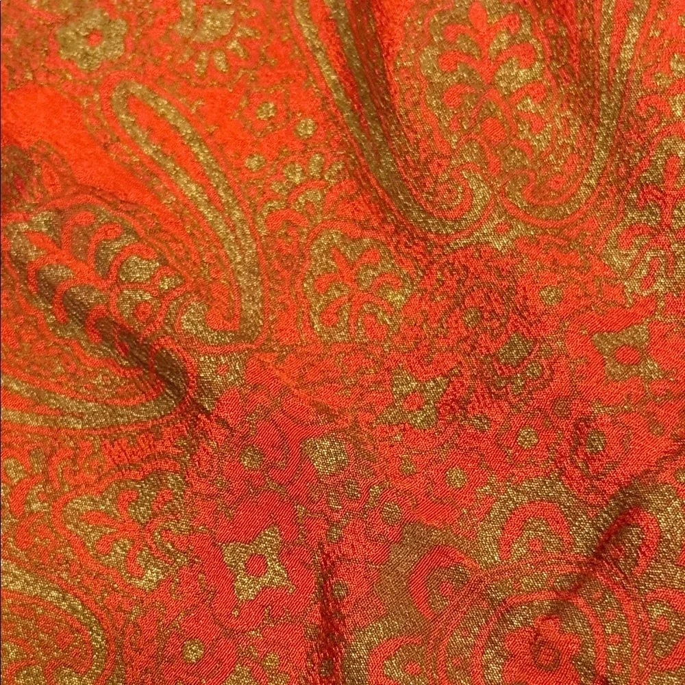 VINTAGE Silk Red and Gold Scarf 33”